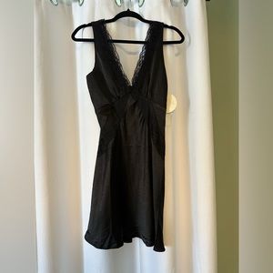 Lacy satin little black dress